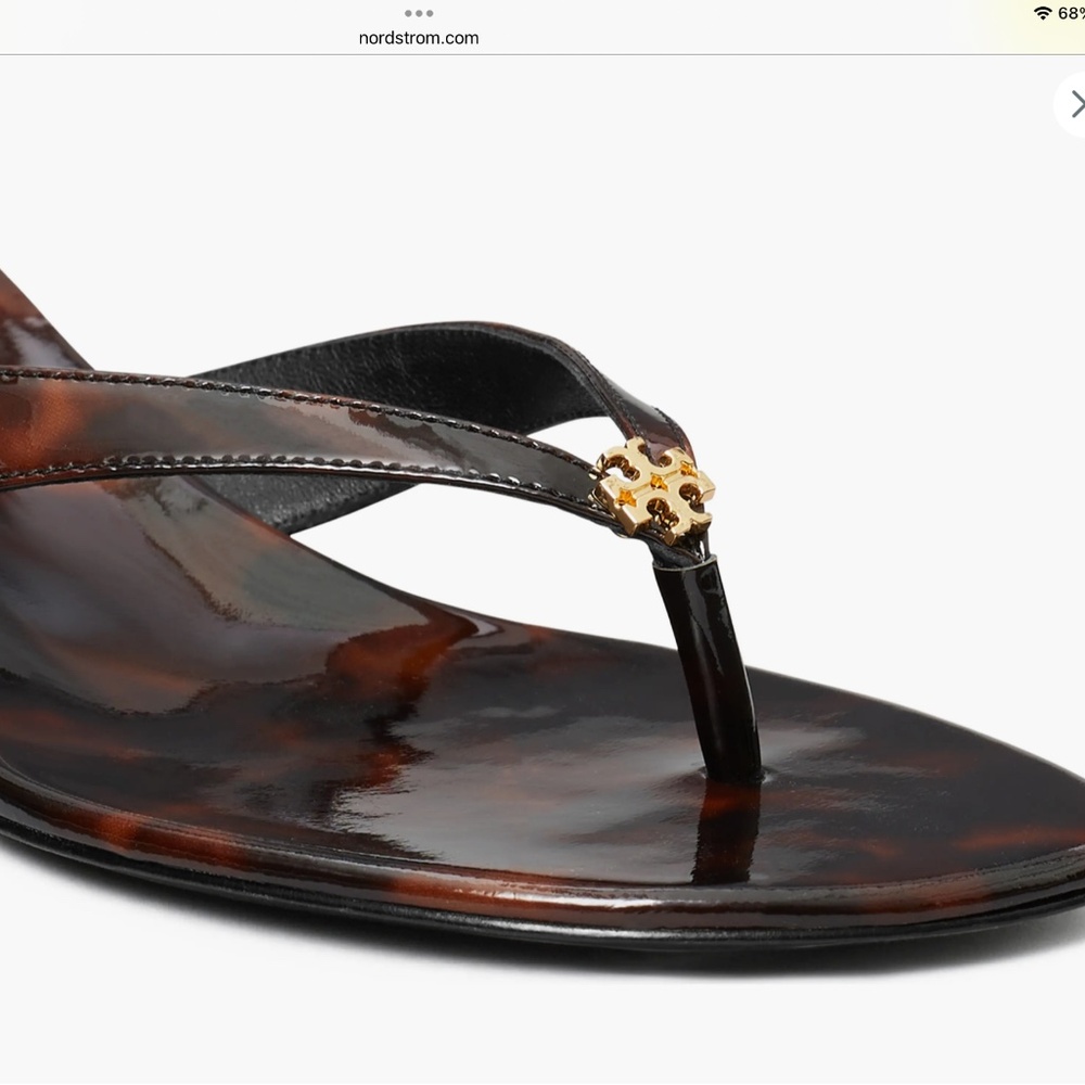 NIB Tory Burch CAPRI low kitten heel thong Sandal tortoise LAST ONE